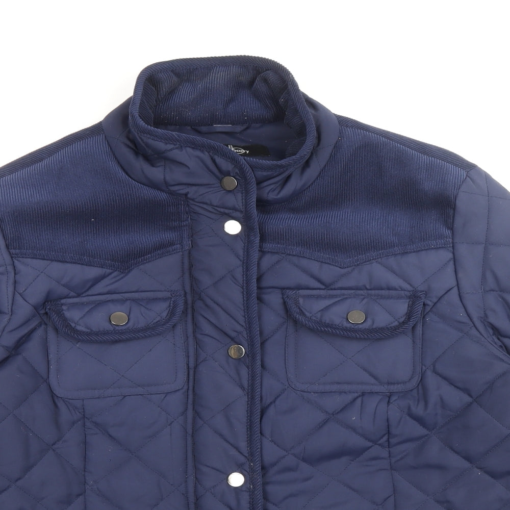 David Barry Womens Blue Quilted Jacket Size 18 Zip