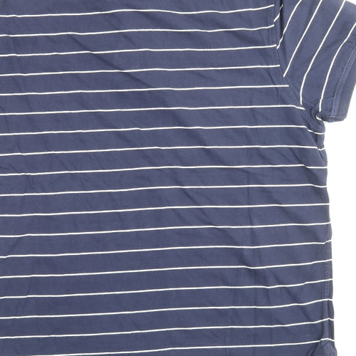 Racing Green Mens Blue Striped 100% Cotton Polo Size L Collared Button