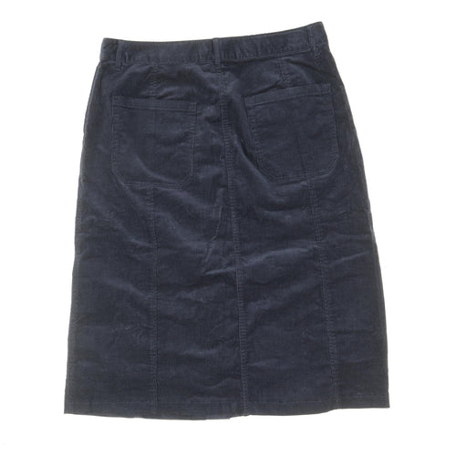 Per Una Womens Blue Cotton Straight & Pencil Skirt Size 12 Button