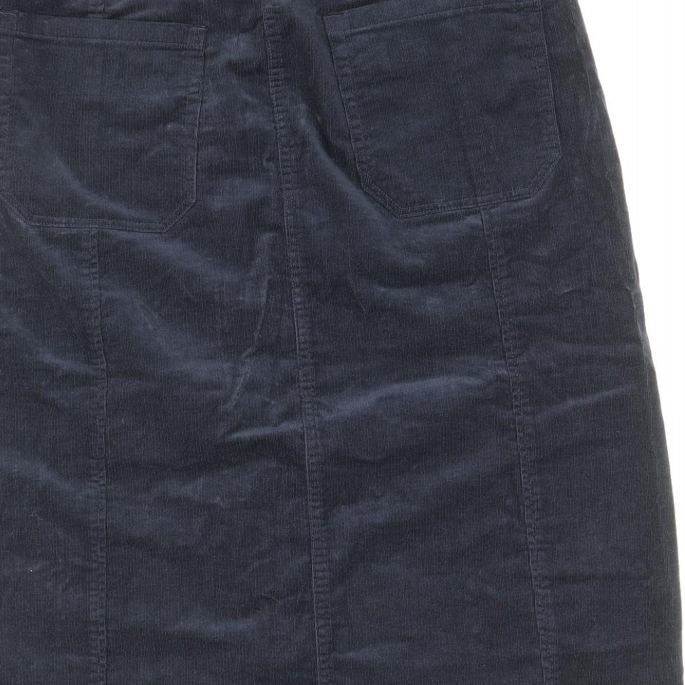 Per Una Womens Blue Cotton Straight & Pencil Skirt Size 12 Button