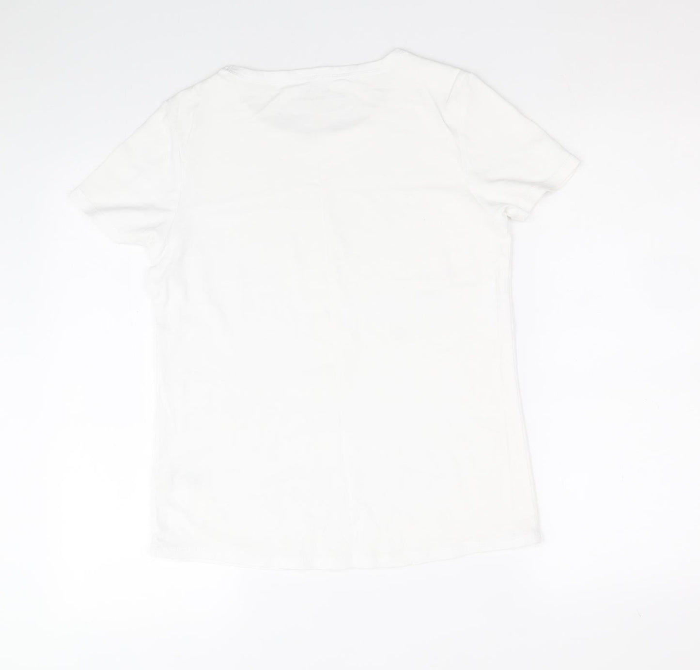 Marks and Spencer Womens White 100% Cotton Basic T-Shirt Size 14 Round Neck