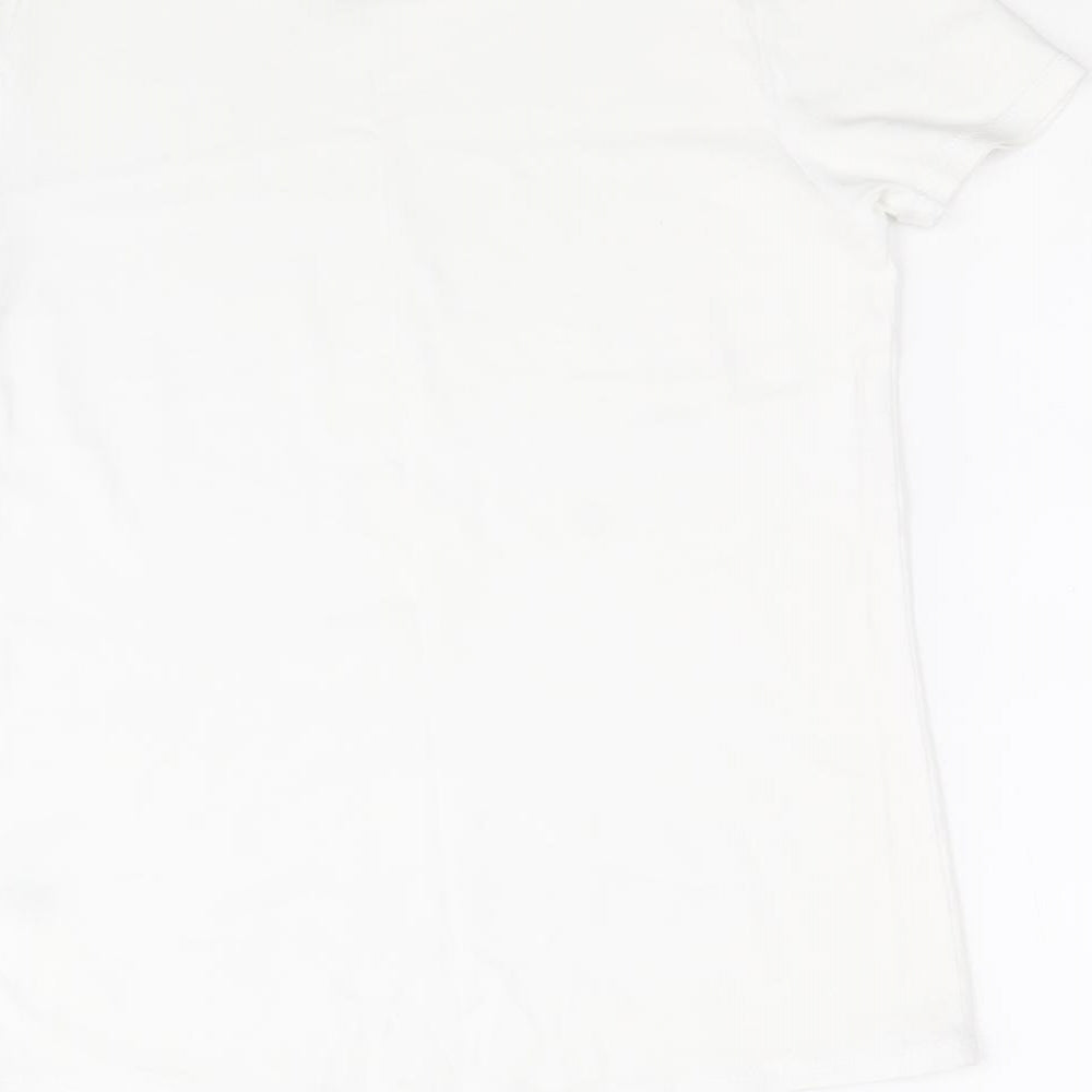 Marks and Spencer Womens White 100% Cotton Basic T-Shirt Size 14 Round Neck