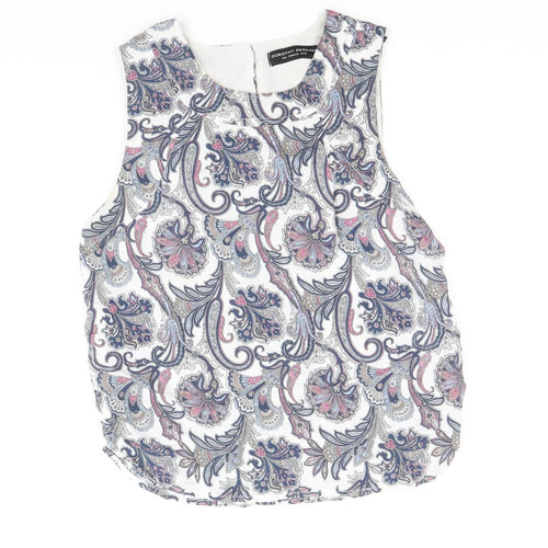 Dorothy Perkins Womens Multicoloured Floral 100% Cotton Basic Blouse Size 10 Round Neck