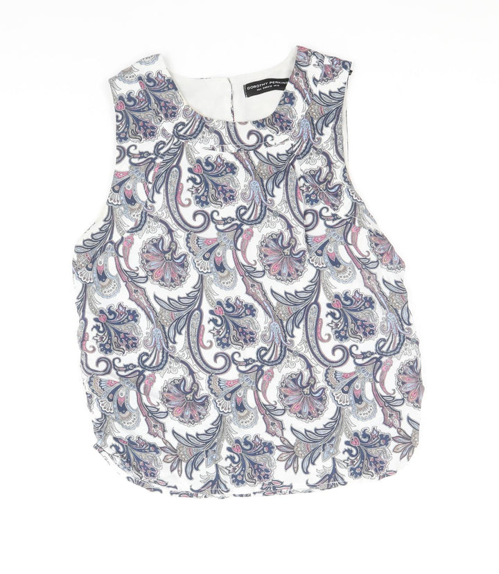 Dorothy Perkins Womens Multicoloured Floral 100% Cotton Basic Blouse Size 10 Round Neck