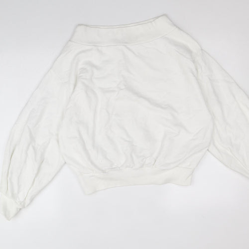 Boohoo Womens White 100% Cotton Pullover Sweatshirt Size 6 Pullover