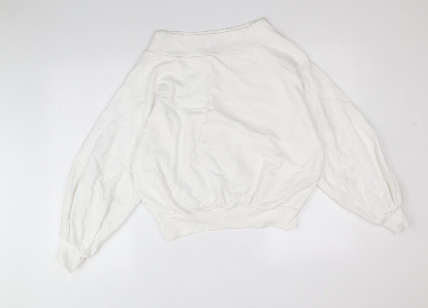 Boohoo Womens White 100% Cotton Pullover Sweatshirt Size 6 Pullover