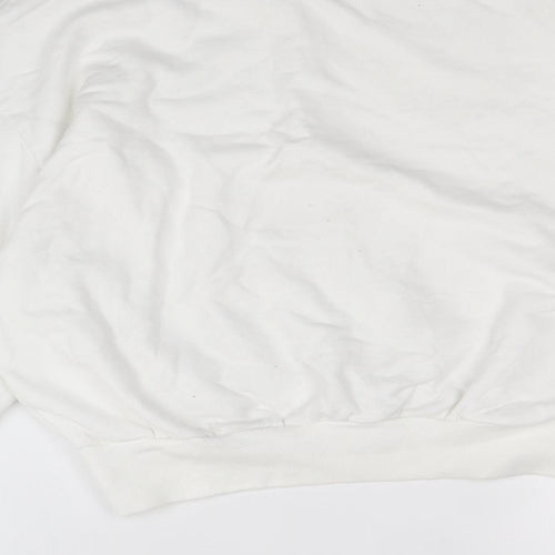 Boohoo Womens White 100% Cotton Pullover Sweatshirt Size 6 Pullover