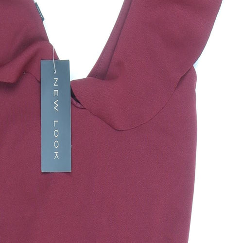 New Look Womens Red Polyester Bodysuit One-Piece Size 8 Snap