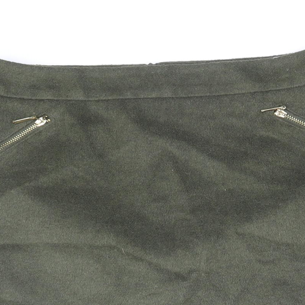 George Womens Green Polyester Mini Skirt Size 10 Zip