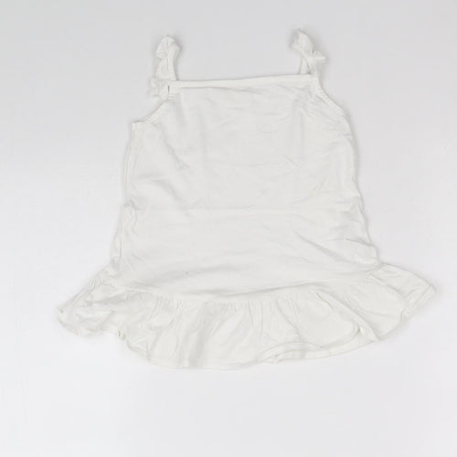 River Island Girls White 100% Cotton Basic Tank Size 3-4 Years Square Neck Pullover