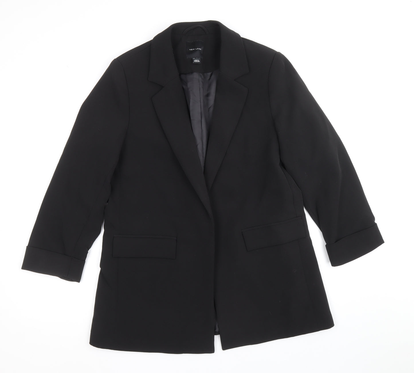 New Look Womens Black Polyester Jacket Blazer Size 12