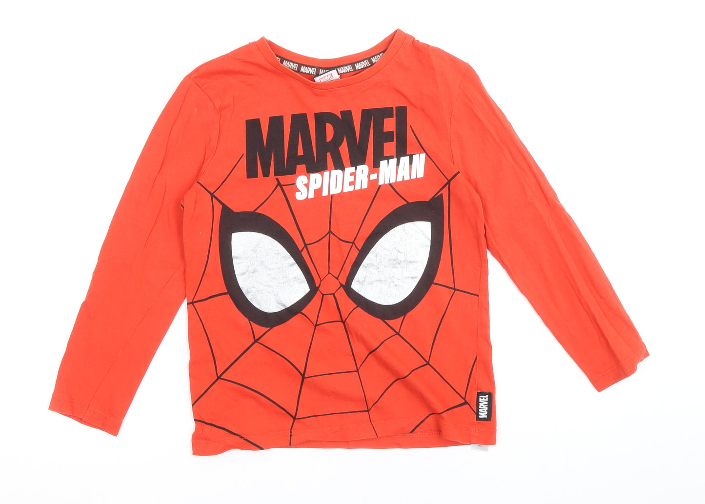 George Boys Red 100% Cotton Basic T-Shirt Size 6-7 Years Round Neck Pullover - Spiderman