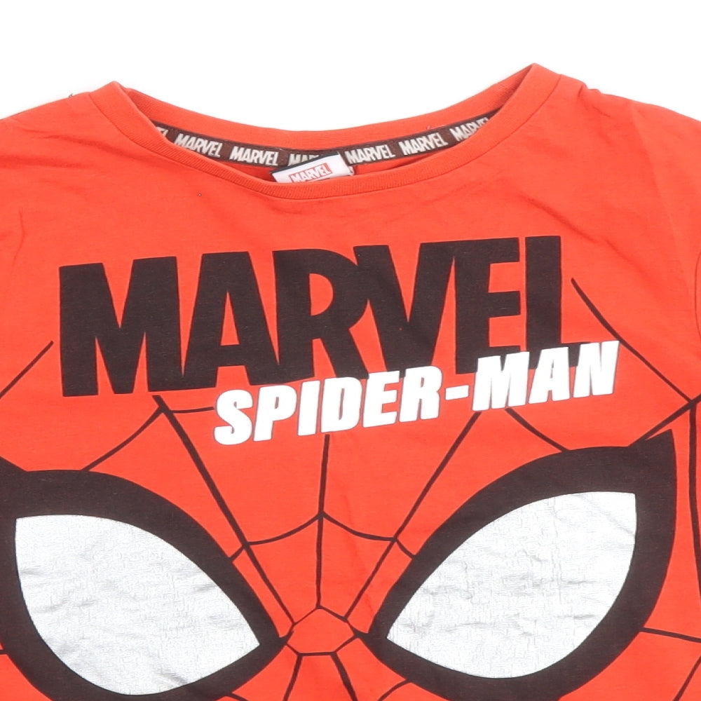 George Boys Red 100% Cotton Basic T-Shirt Size 6-7 Years Round Neck Pullover - Spiderman