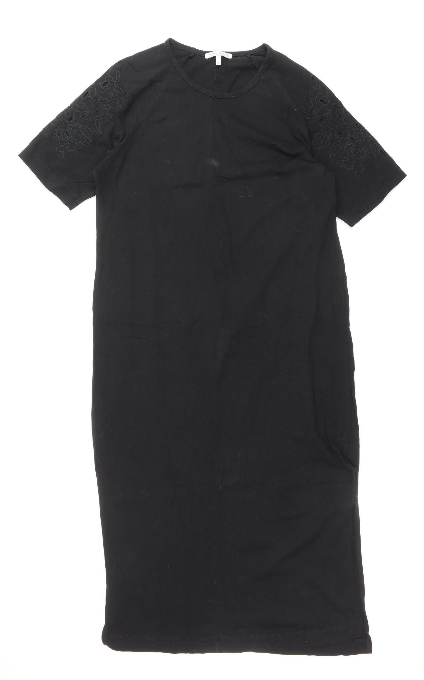 NEXT Womens Black 100% Cotton T-Shirt Dress Size 14 Scoop Neck Pullover