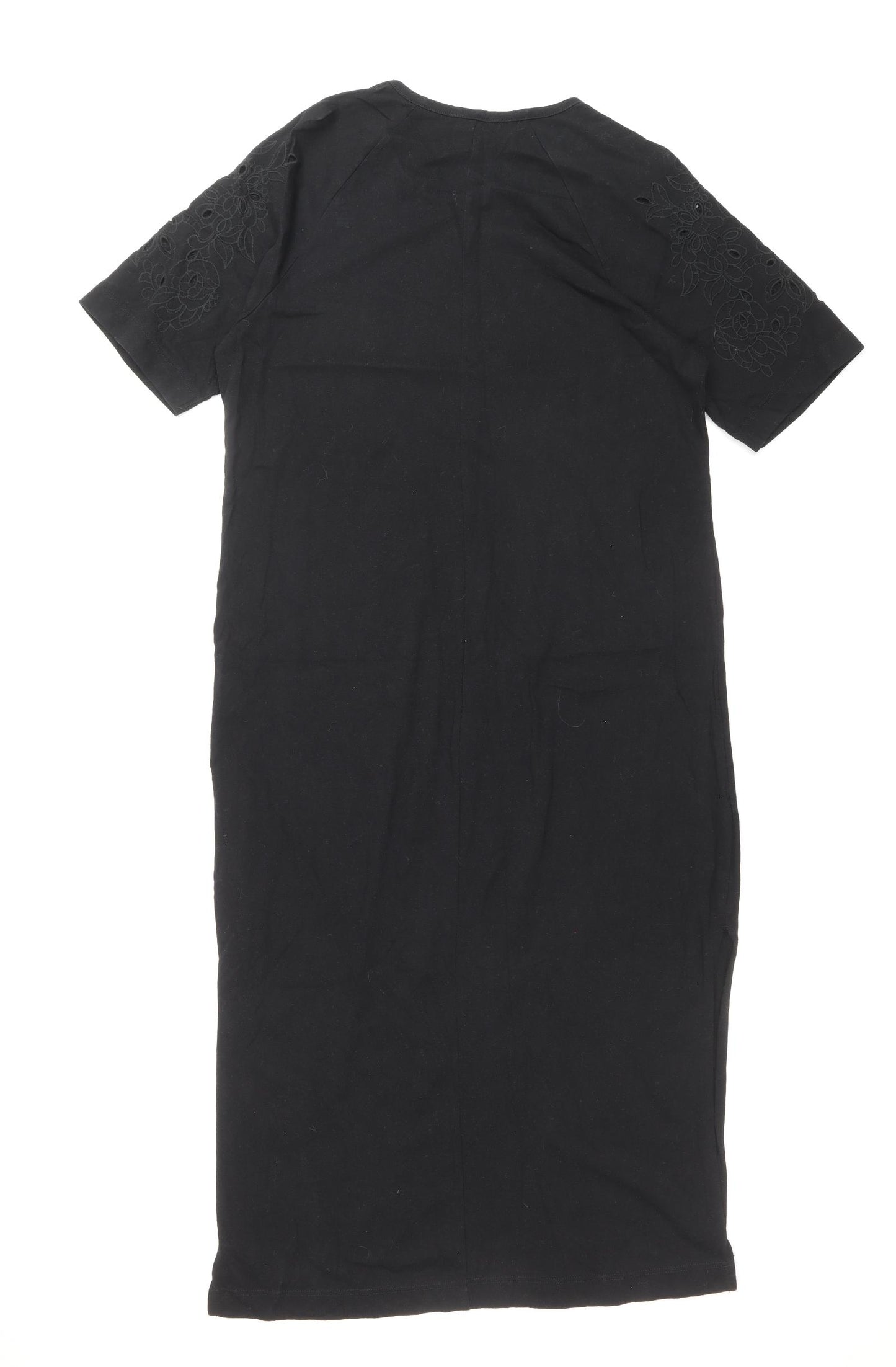NEXT Womens Black 100% Cotton T-Shirt Dress Size 14 Scoop Neck Pullover