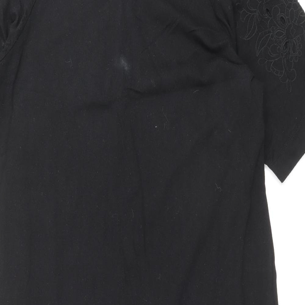 NEXT Womens Black 100% Cotton T-Shirt Dress Size 14 Scoop Neck Pullover