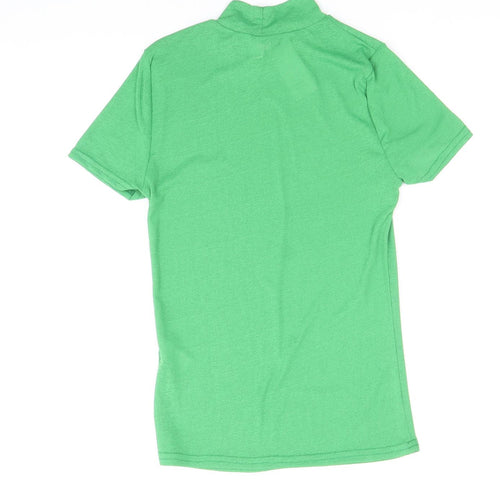 River Island Womens Green Polyester Basic T-Shirt Size 10 Mock Neck