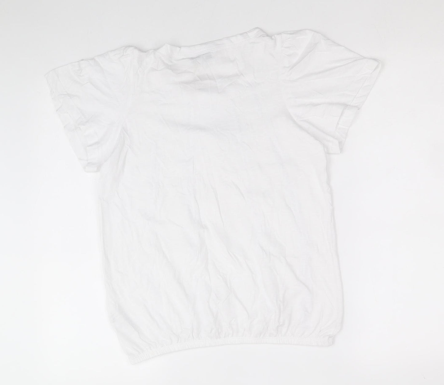 NEXT Womens White 100% Cotton Basic Blouse Size 8 Round Neck