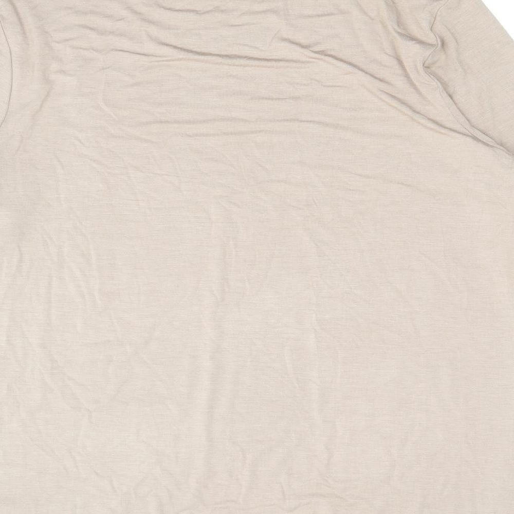 Primark Womens Beige Viscose Basic T-Shirt Size 14 Mock Neck
