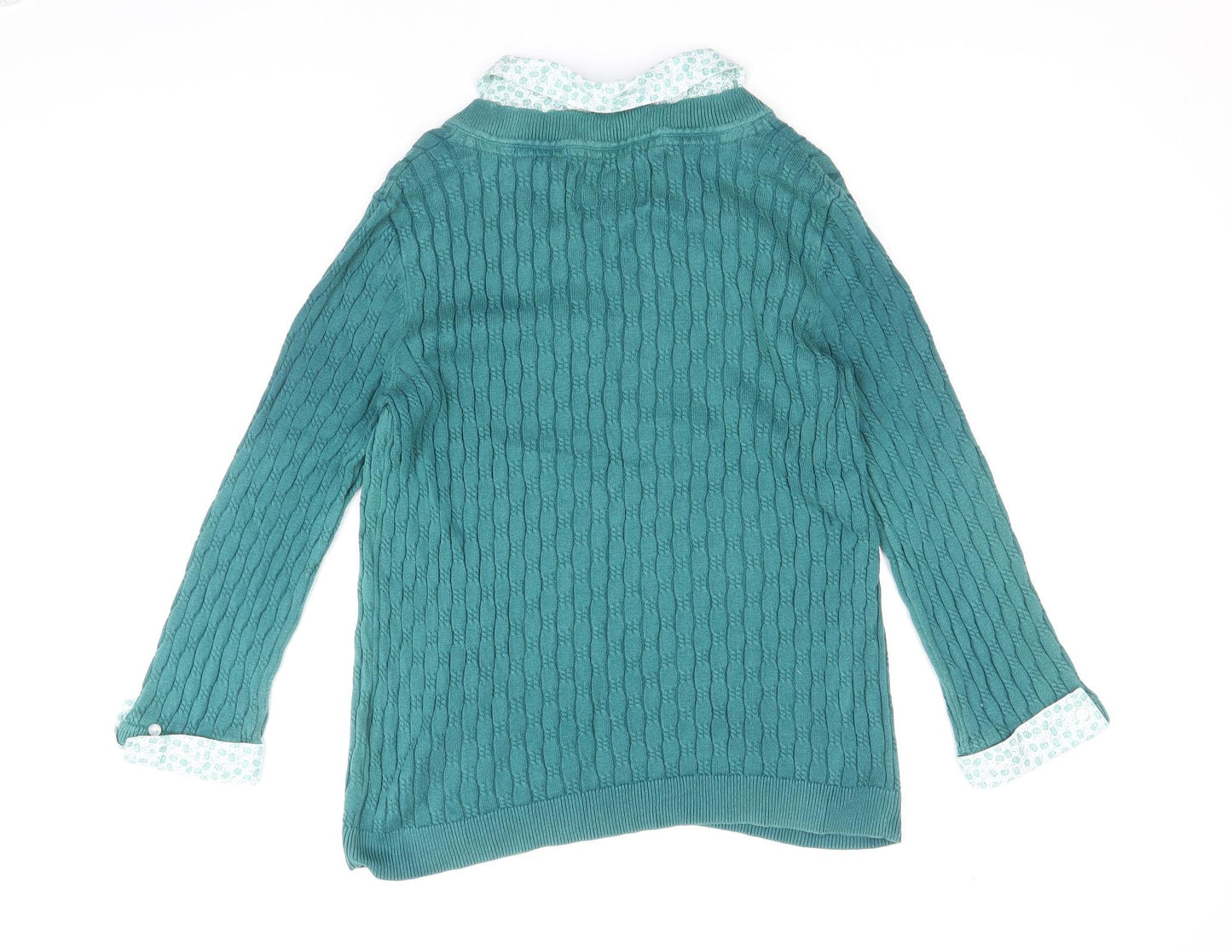 Maine Womens Green Collared 100% Cotton Pullover Jumper Size 12 - Undershirt Details