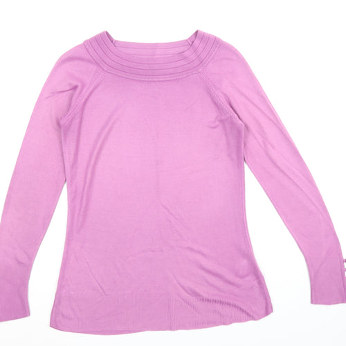 Marks and Spencer Womens Purple Boat Neck Acrylic Pullover Jumper Size 10