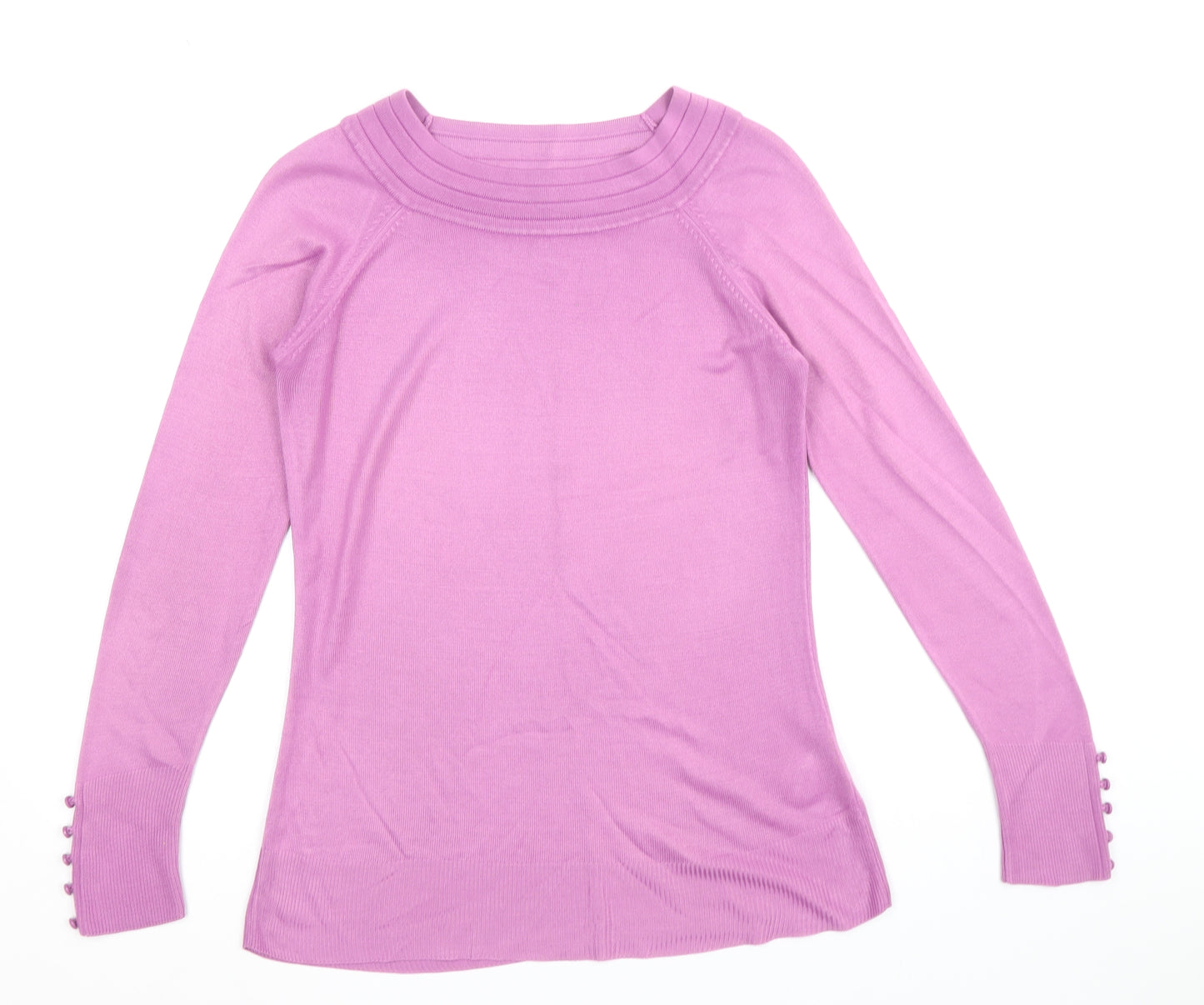 Marks and Spencer Womens Purple Boat Neck Acrylic Pullover Jumper Size 10