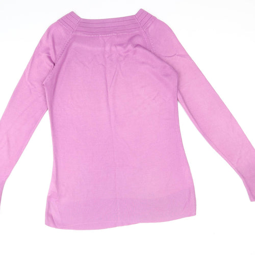 Marks and Spencer Womens Purple Boat Neck Acrylic Pullover Jumper Size 10