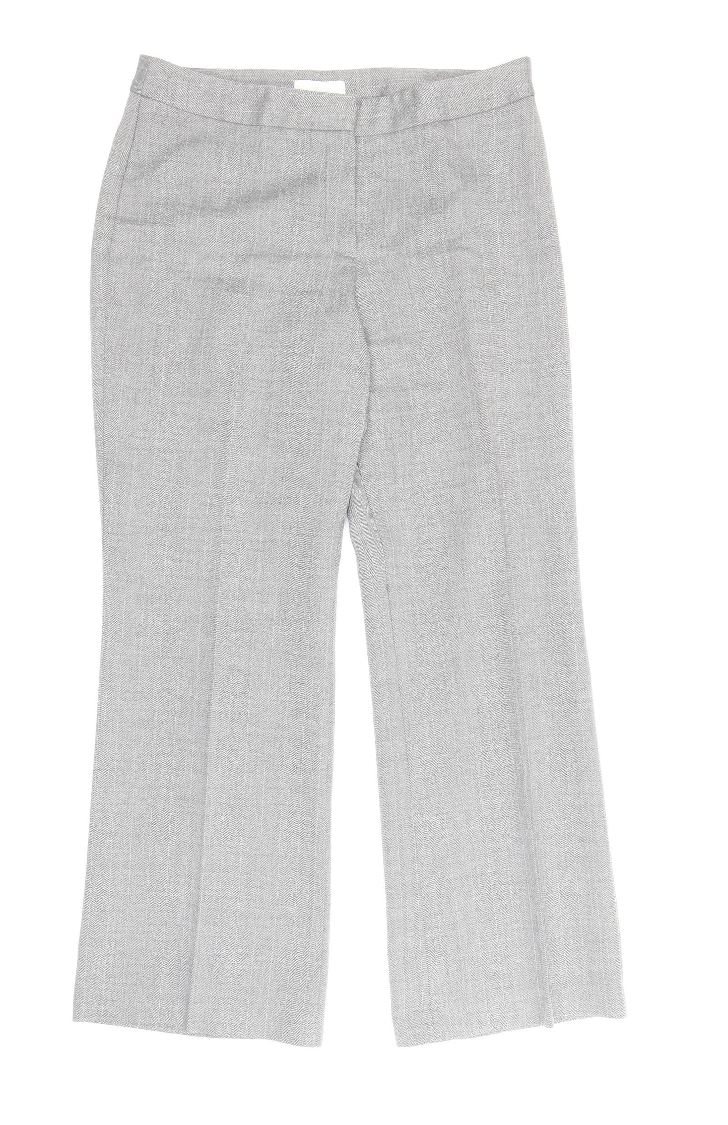 Marks and Spencer Womens Grey Polyester Trousers Size 14 Regular Zip