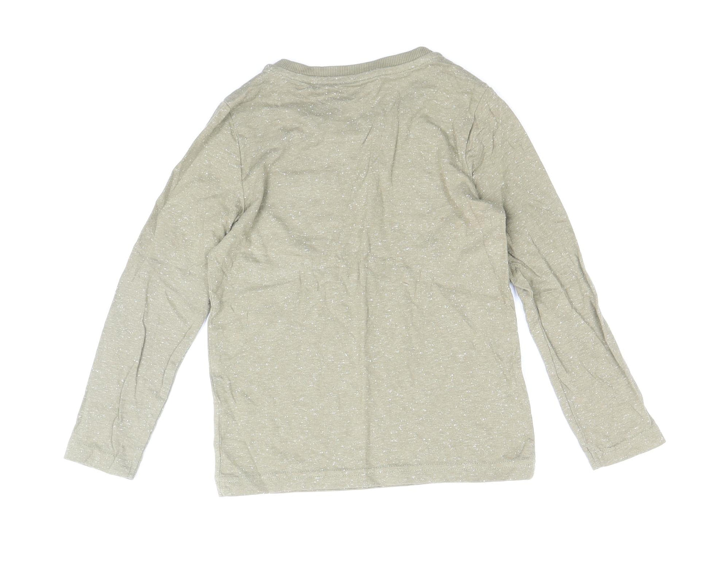 TU Boys Green Cotton Basic T-Shirt Size 4-5 Years Round Neck Pullover