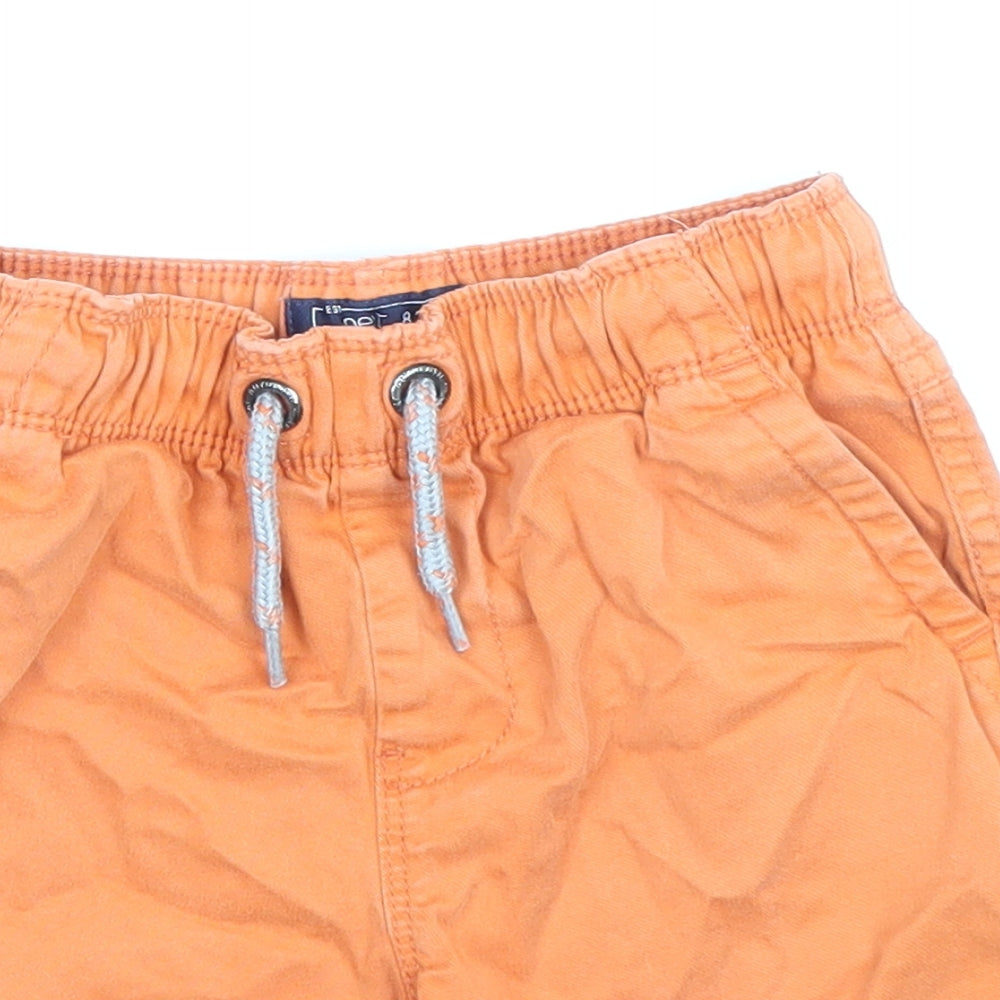 NEXT Boys Orange Cotton Bermuda Shorts Size 6 Years Regular Drawstring
