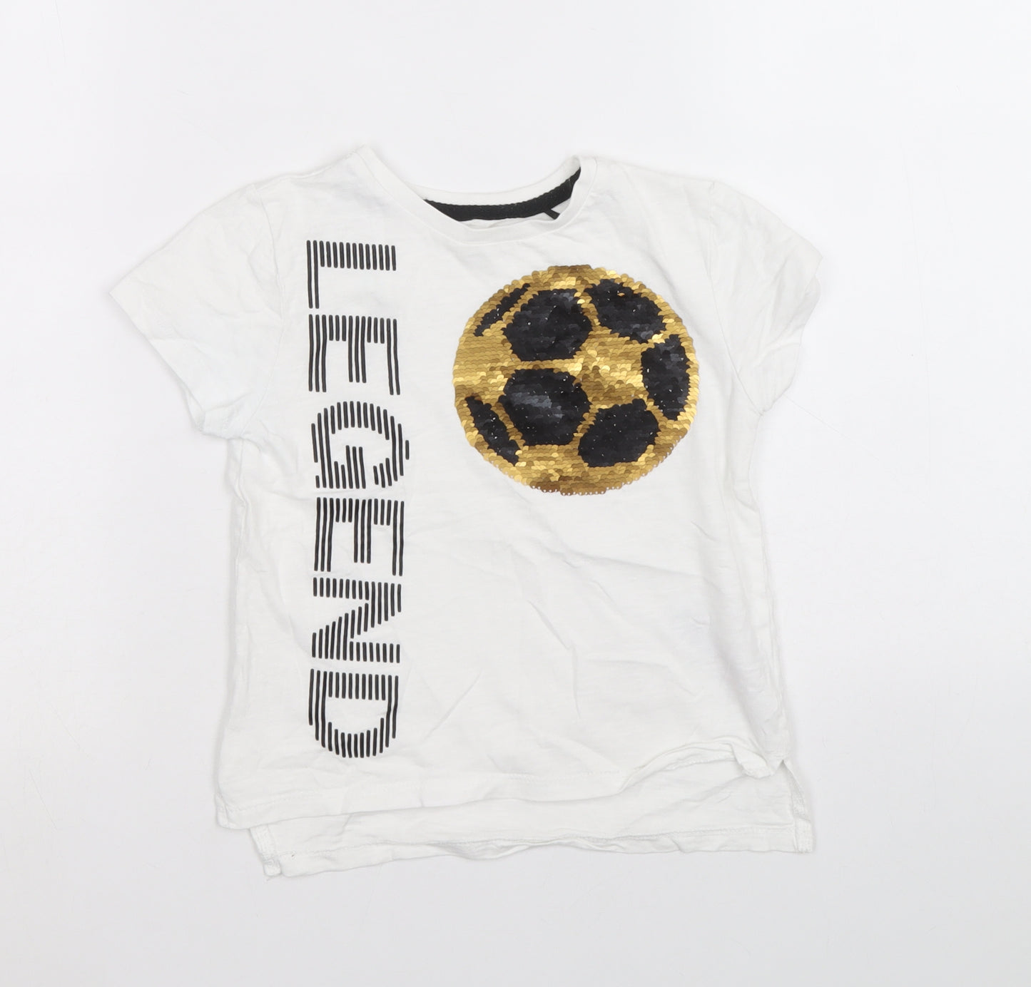 Primark Boys White 100% Cotton Basic T-Shirt Size 3-4 Years Round Neck Pullover - Legend