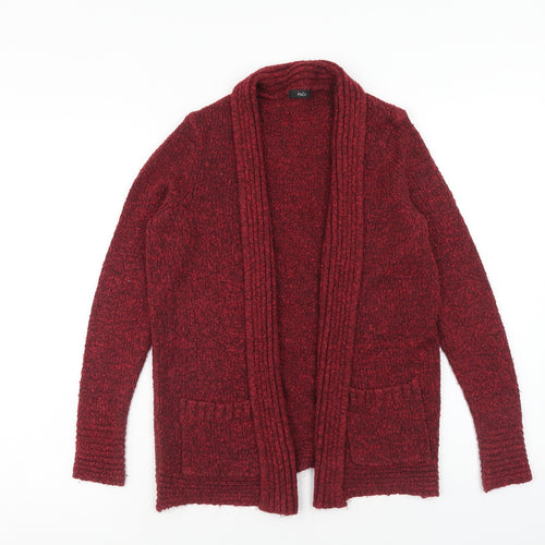 M&Co Womens Red V-Neck Acrylic Cardigan Jumper Size 10