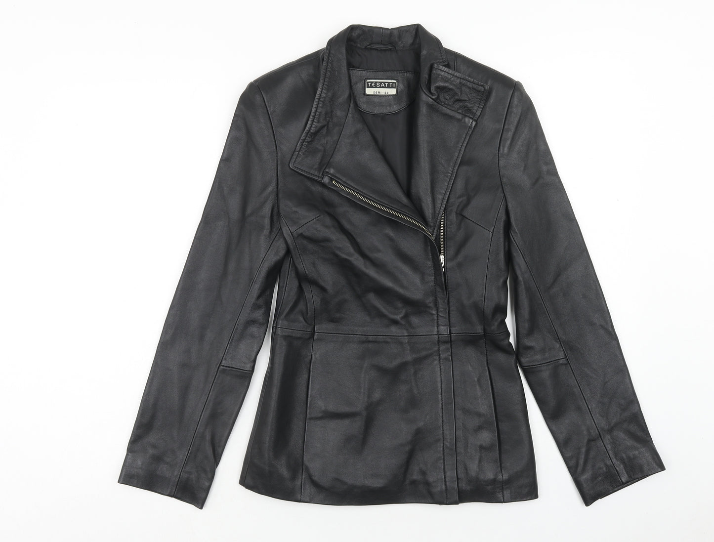 Tesatti Womens Black Biker Jacket Size S Zip