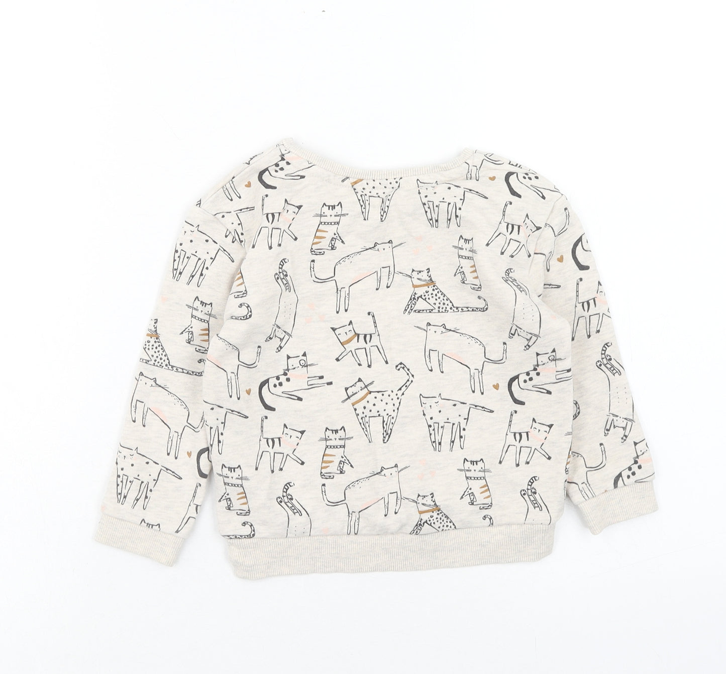 George Girls Grey Geometric Cotton Pullover Sweatshirt Size 2-3 Years Pullover - Cats