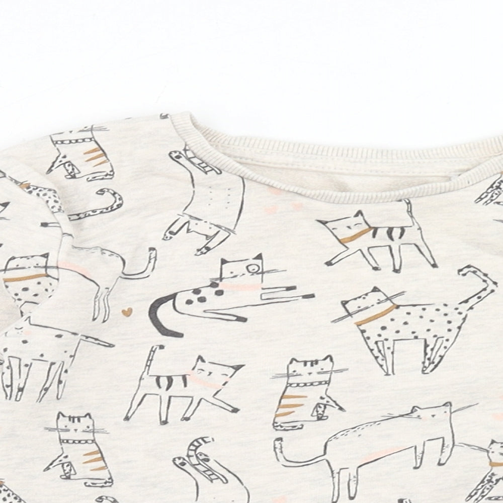 George Girls Grey Geometric Cotton Pullover Sweatshirt Size 2-3 Years Pullover - Cats