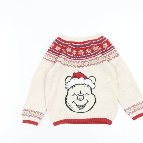 Primark Baby Beige Fair Isle Cotton Pullover Jumper Size 18-24 Months Pullover - Winnie The Poo
