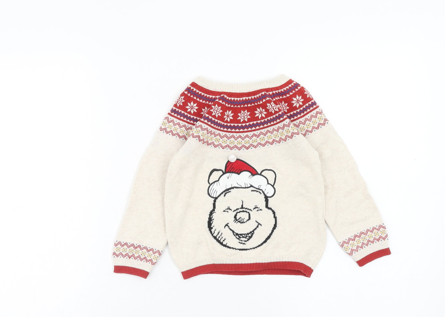 Primark Baby Beige Fair Isle Cotton Pullover Jumper Size 18-24 Months Pullover - Winnie The Poo