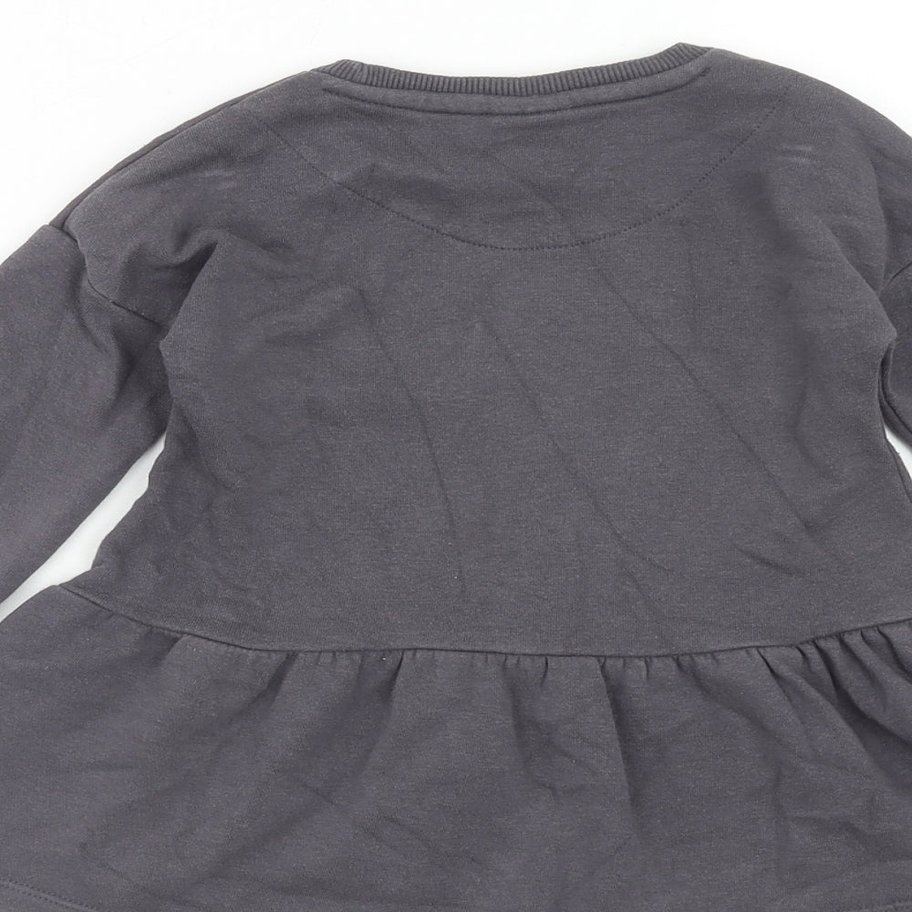 F&F Girls Grey Cotton Jumper Dress Size 18-24 Months Round Neck Pullover - Minnie Mouse