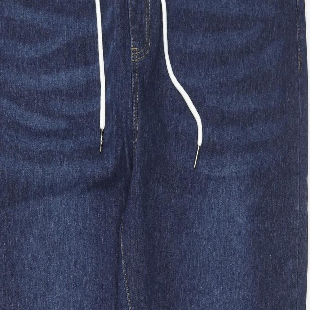 hsein Womens Blue Cotton Tapered Jeans Size 3XL Regular Drawstring