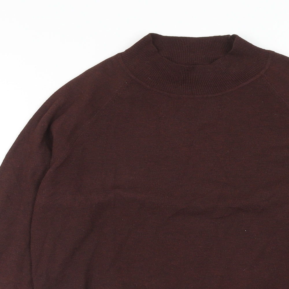 Primark Womens Brown Mock Neck Polyester Pullover Jumper Size 10 - Size 10-12