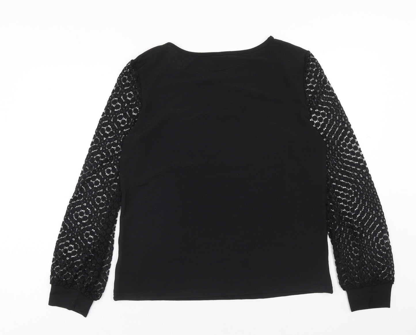 hsein Womens Black Polyester Basic Blouse Size L Round Neck