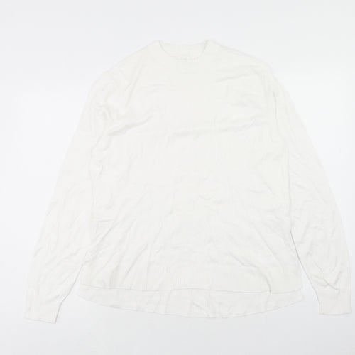 H&M Womens White Round Neck Viscose Pullover Jumper Size S
