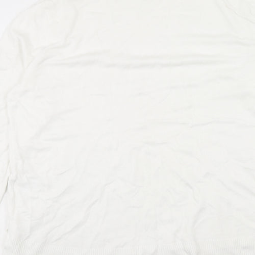 H&M Womens White Round Neck Viscose Pullover Jumper Size S