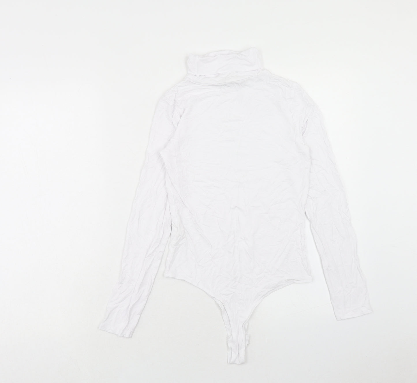 New Look Womens White Viscose Bodysuit One-Piece Size 12 Snap