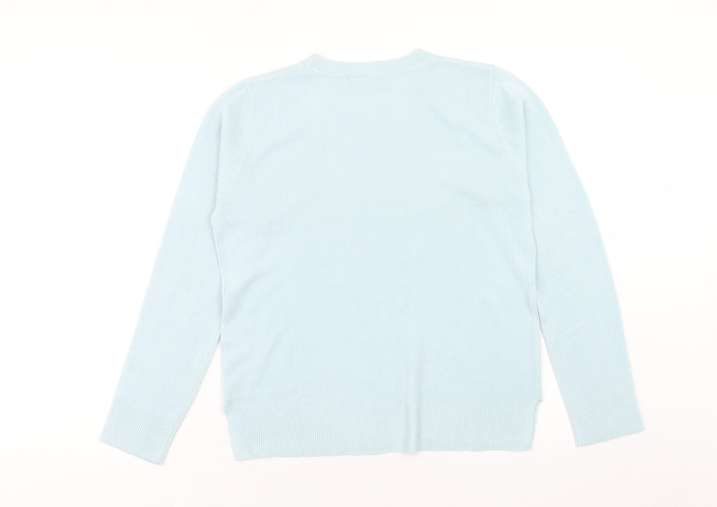 Marks and Spencer Womens Blue Round Neck Acrylic Pullover Jumper Size 12