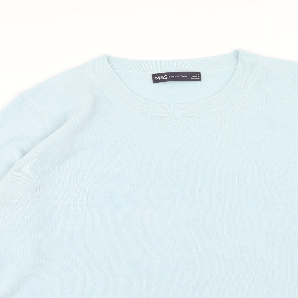 Marks and Spencer Womens Blue Round Neck Acrylic Pullover Jumper Size 12