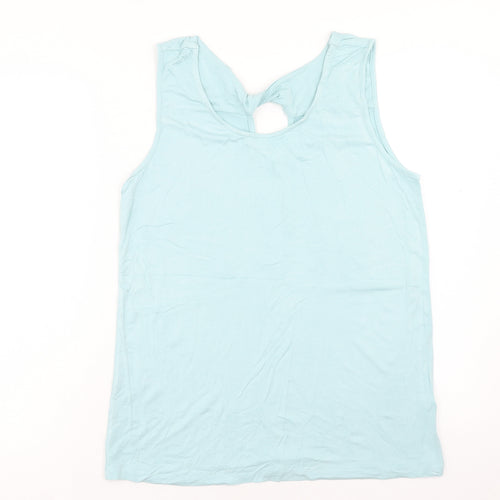 Peacocks Womens Blue Viscose Basic Tank Size 14 Round Neck