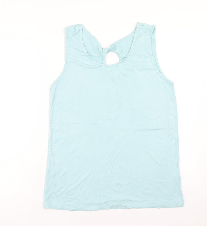 Peacocks Womens Blue Viscose Basic Tank Size 14 Round Neck