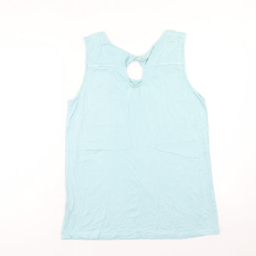 Peacocks Womens Blue Viscose Basic Tank Size 14 Round Neck