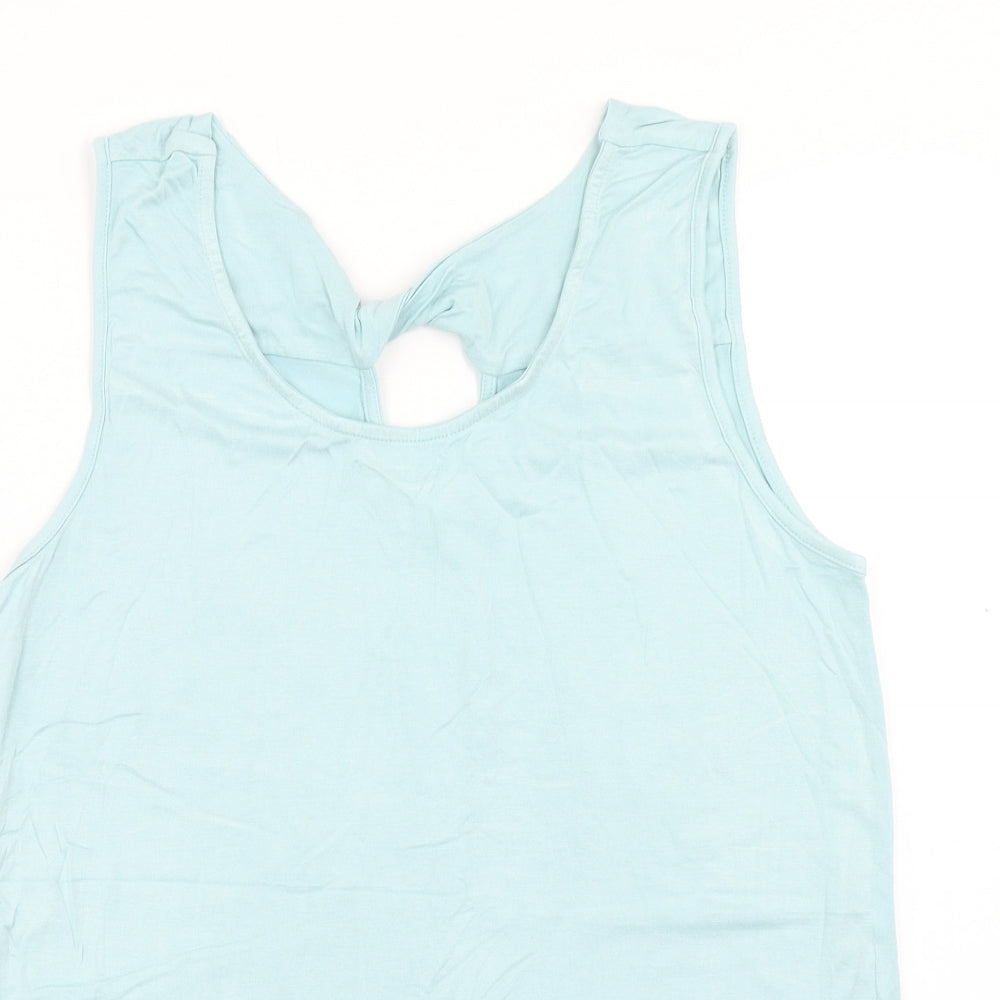 Peacocks Womens Blue Viscose Basic Tank Size 14 Round Neck